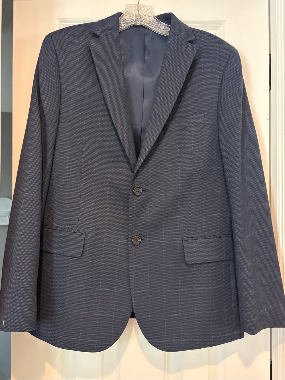 B By Brooks Brothers Boys’ Navy Windowpane Sport Coat Size 18R